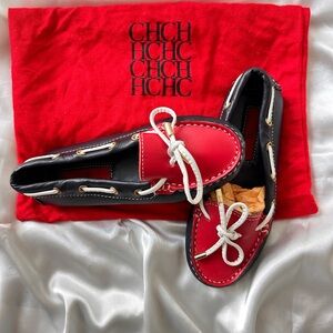 New CH Carolina Herrera Red and Black Loafers for girls